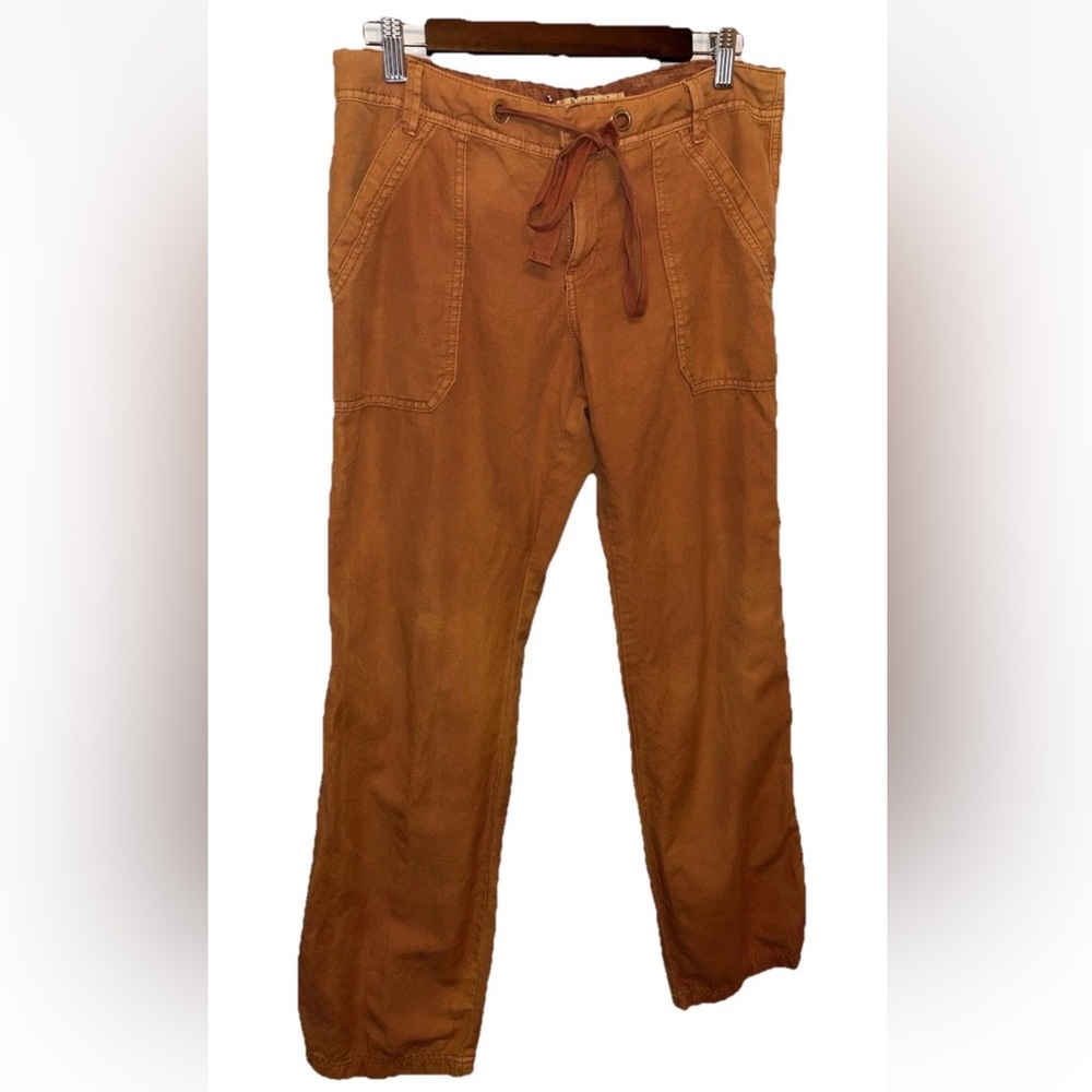 Hei Hei Anthropologie Orange Drawstring Linen Cotton Blend Pants Size 8 EUC - Picture 2 of 8